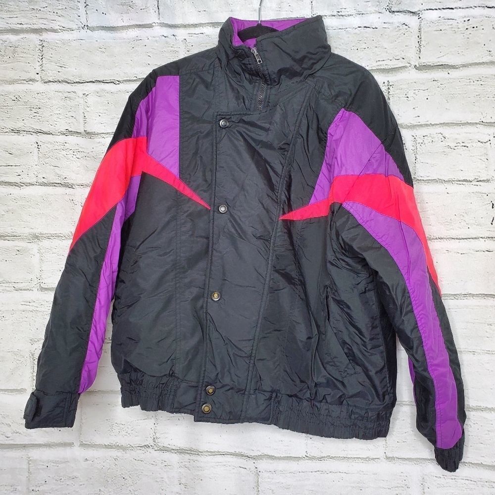 Vintage steep slopes zip up ski jacket large